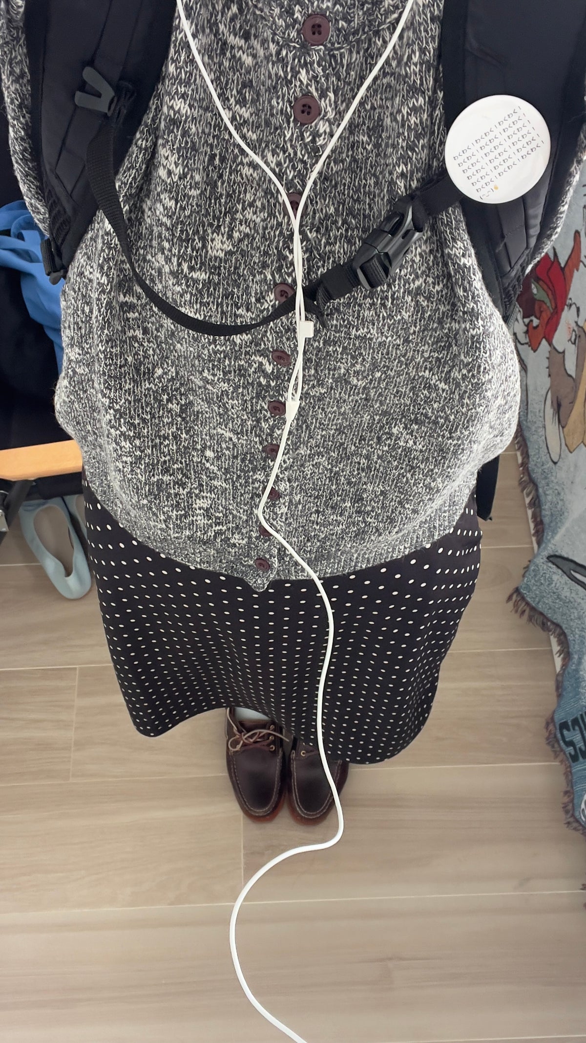 yoru button neck knit top in charcoal (pre-order)