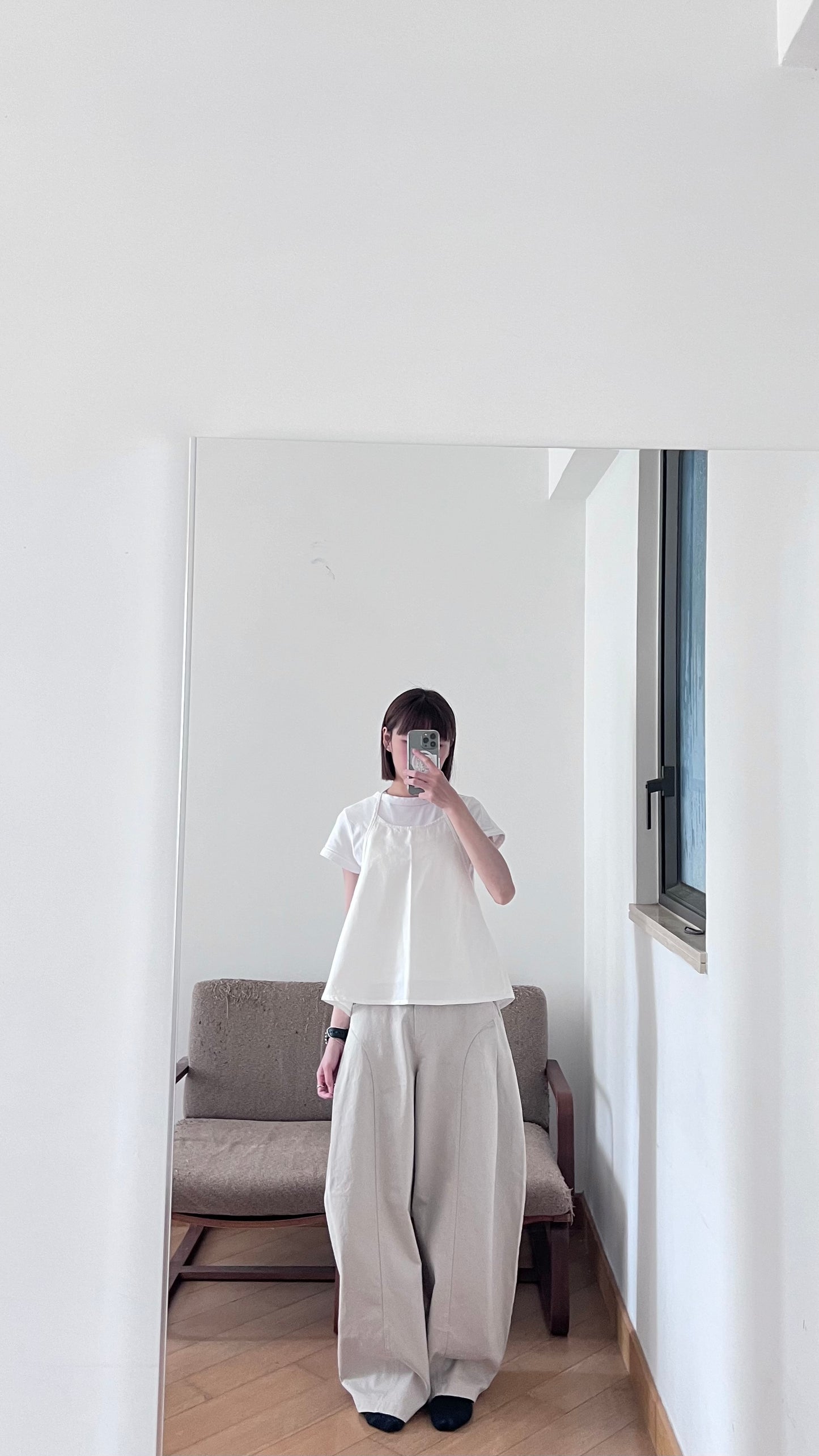 minimalist halter neck top in white