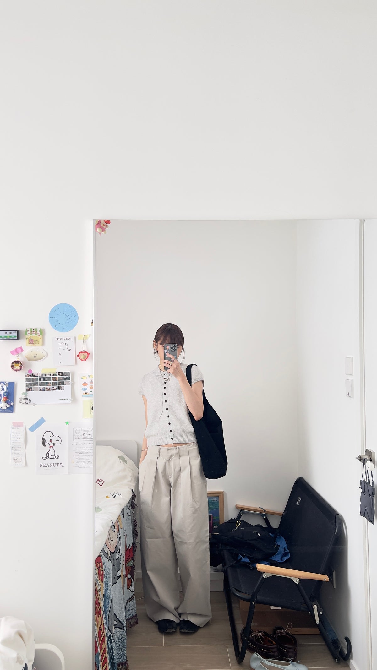 yoru button neck knit top in grey (pre-order)