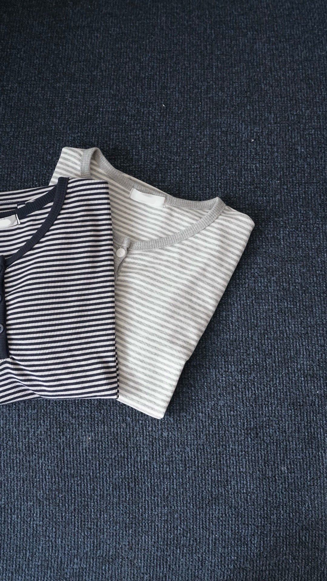dora striped henley tee in grey (pre-order)