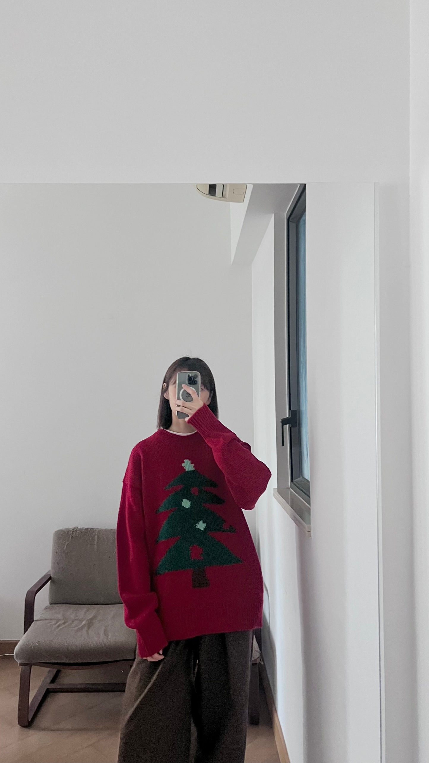 unisex christmas tree sweater in red (pre-order)