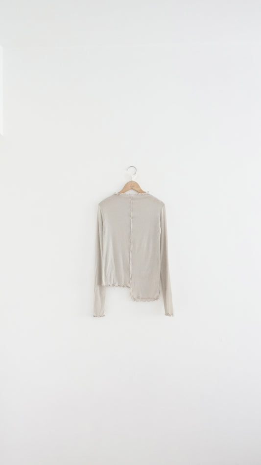 ruffle sheer inner top in sand