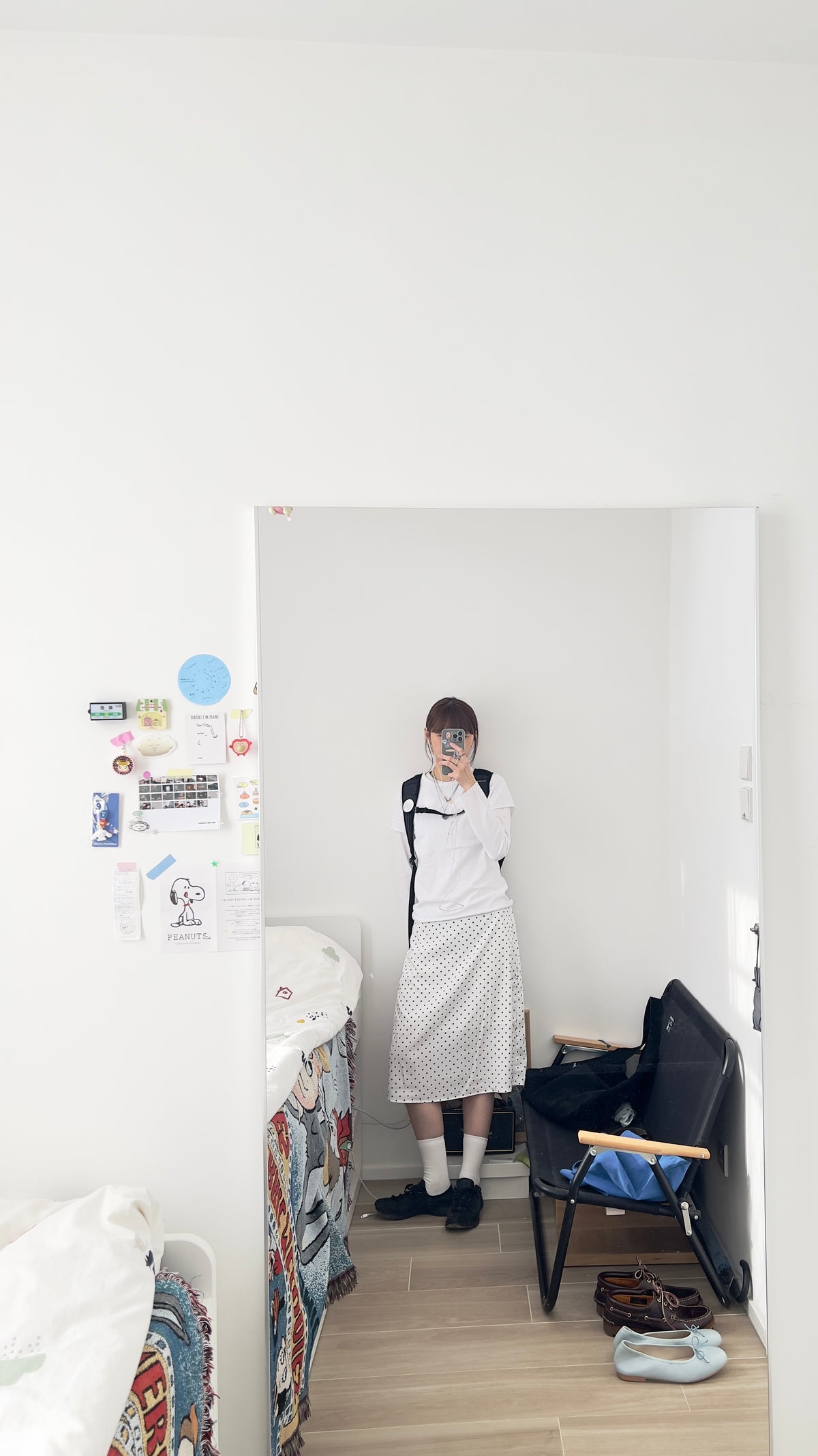 jenny dot midi skirt in white (pre-order)