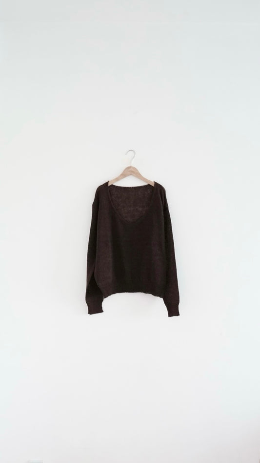 atelier light v-neck sweater in brown (pre-order)