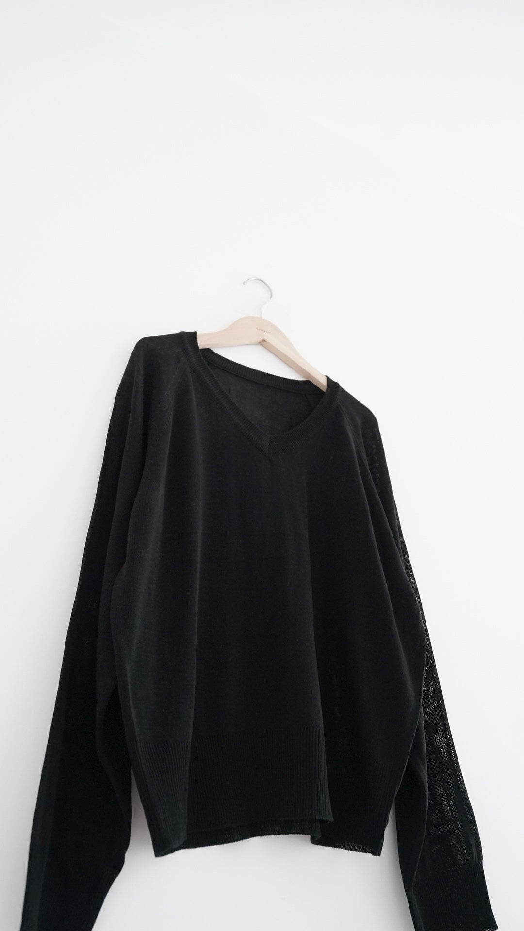 elian classic v-neck summer sheer sweater in black (pre-order)