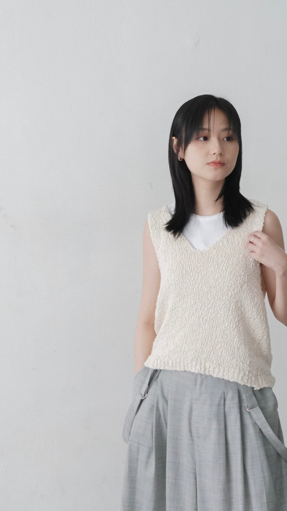 meeh knit vest in ivory (pre-order)