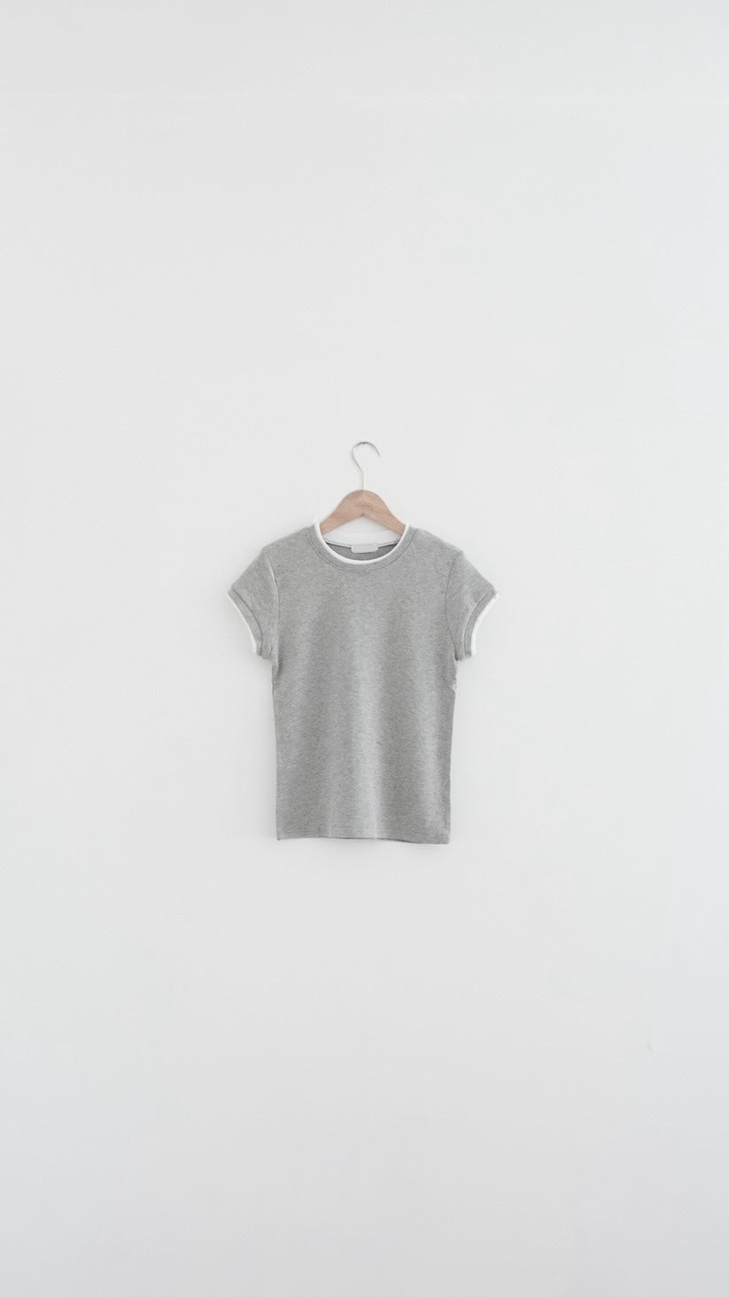 yui modal contrast trim tee in grey (pre-order)