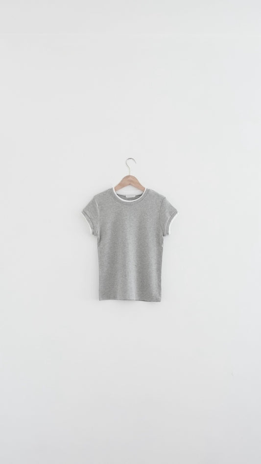 yui modal contrast trim tee in grey (pre-order)