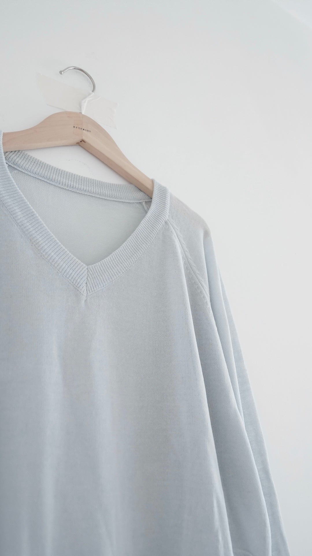 elian classic v-neck summer sheer sweater in light blue (pre-order)