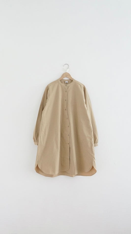minimalist shirt dress in beige