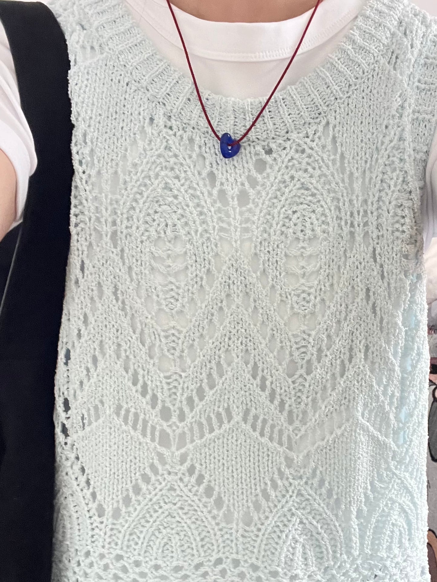 90s openwork knit top in mint (pre-order)