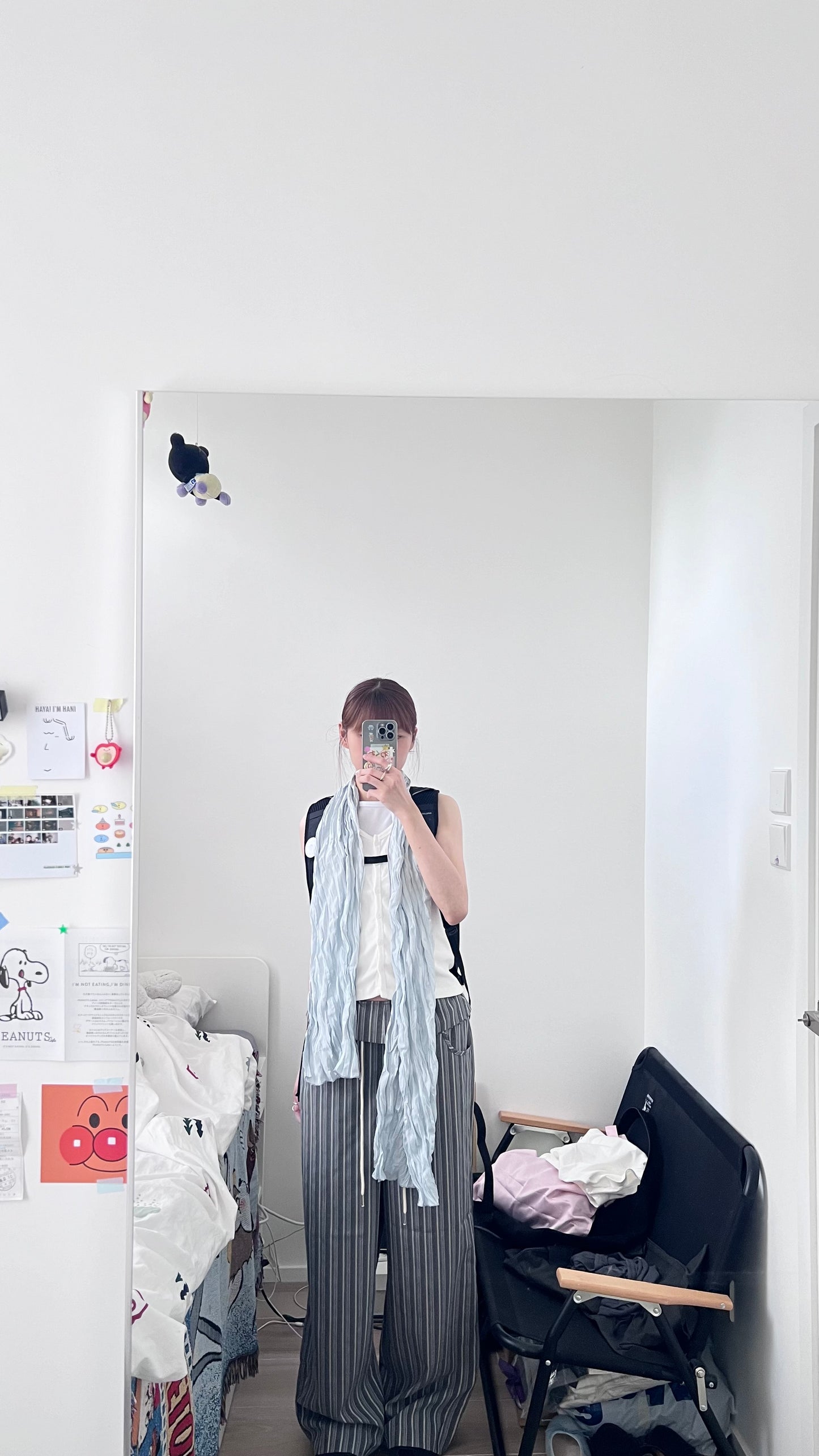 elan retro low waist striped pants in grey (pre-order)