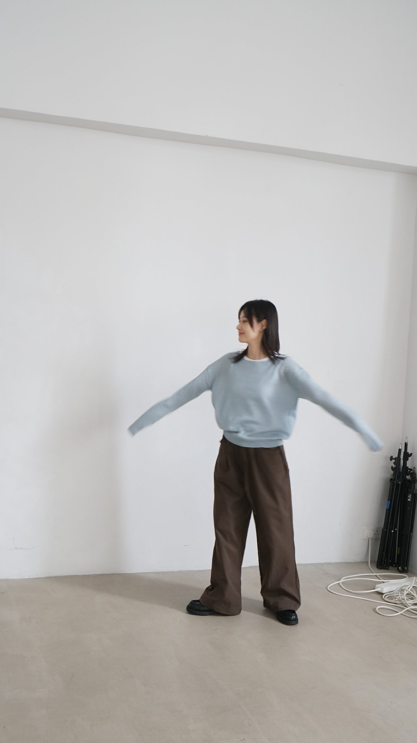 good sheer knit sweater in baby blue ( pre-order )