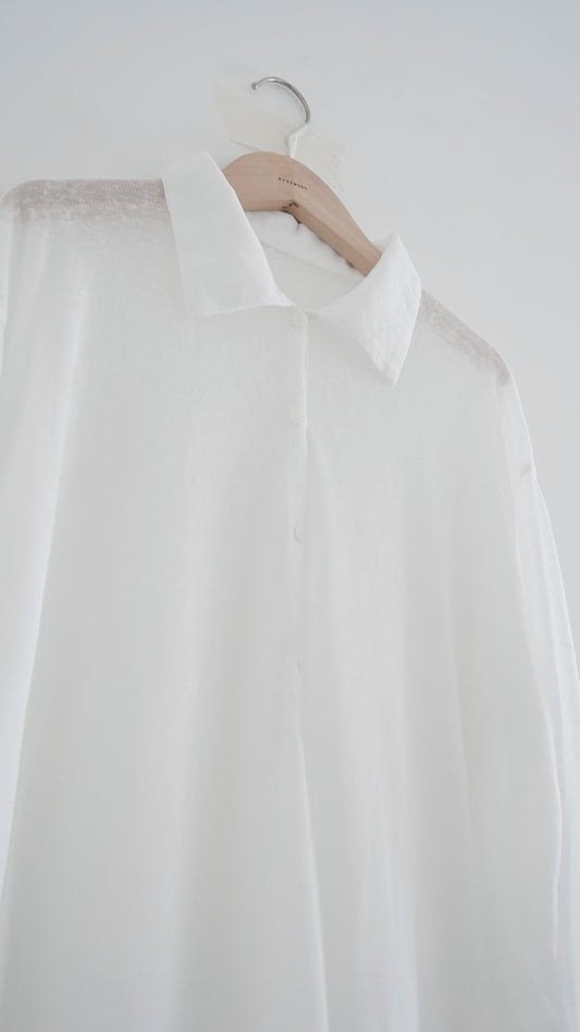 velor sheer polo shirt in white (pre-order)