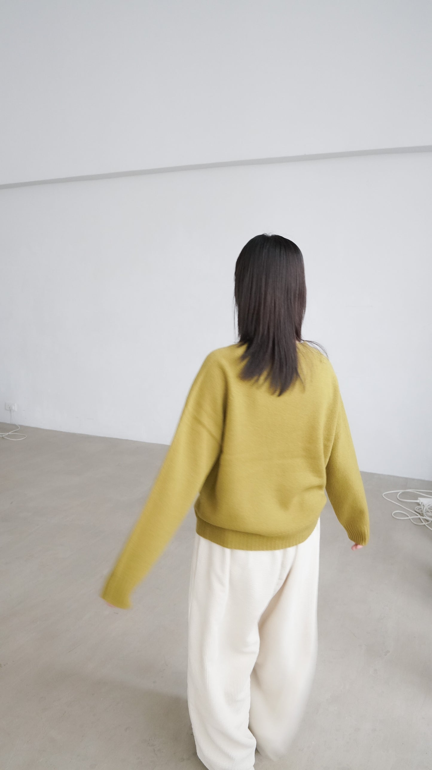 classic wool sweater in mustard green ( pre-order )