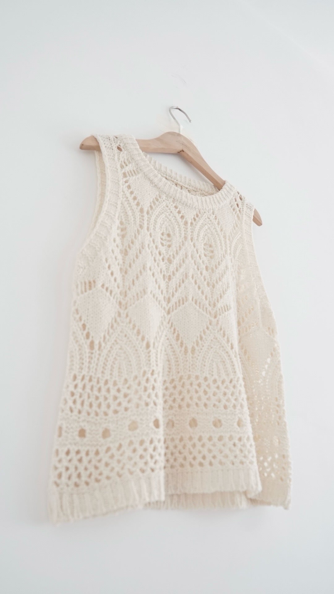 90s openwork knit top in ivory (pre-order)