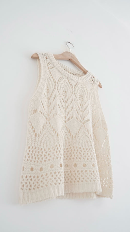 90s openwork knit top in ivory (pre-order)