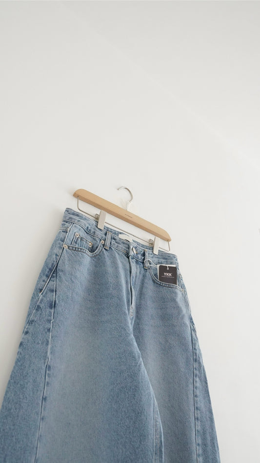 high-quality cocoon denim pants (M)