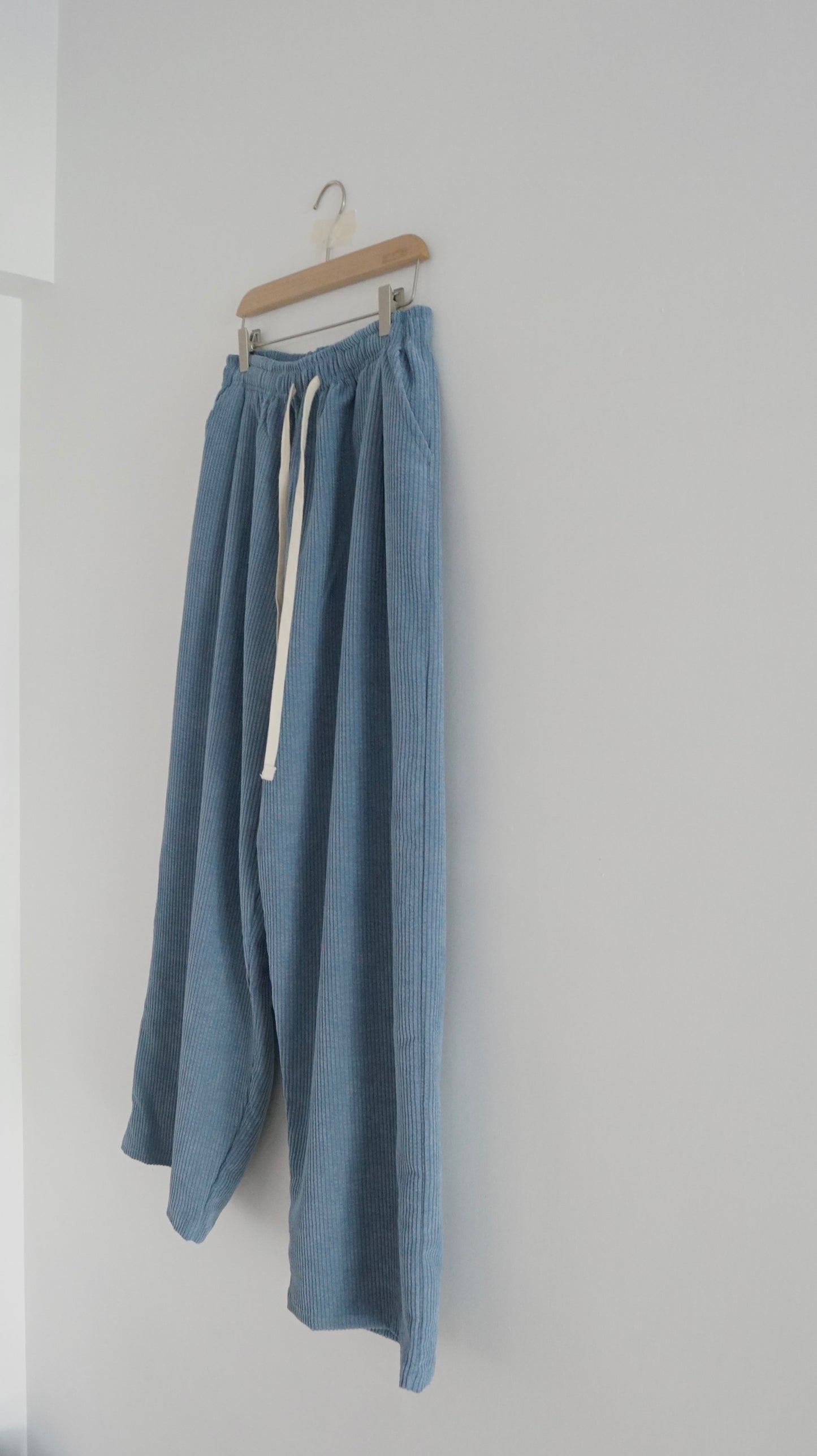 cozy corduroy wide pants in lake blue ( pre-order )