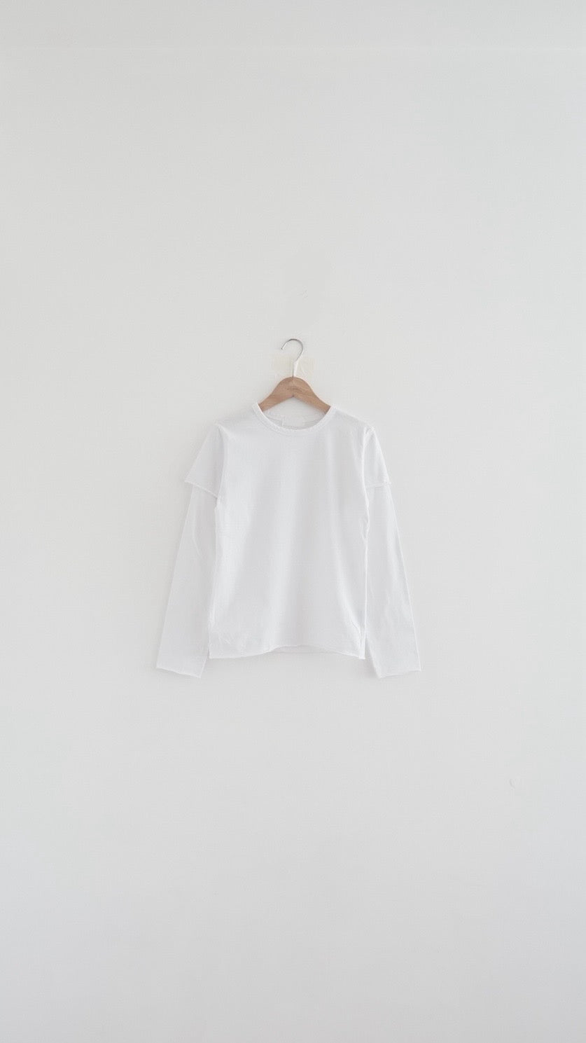 faye layered trim tee in white (pre-order)