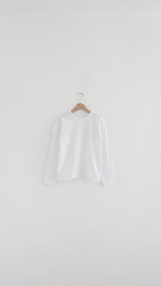 faye layered trim tee in white (pre-order)