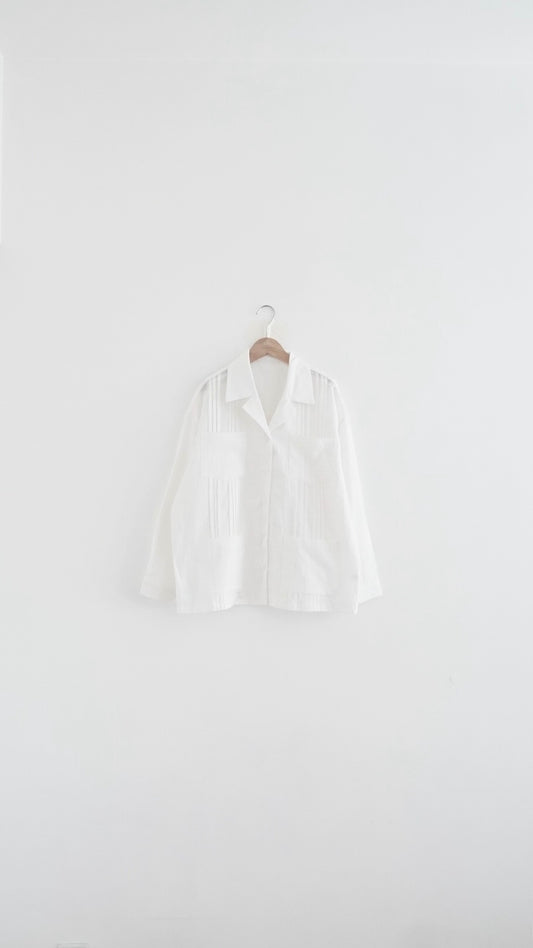 aster tailored linen jacket in white (pre-order)