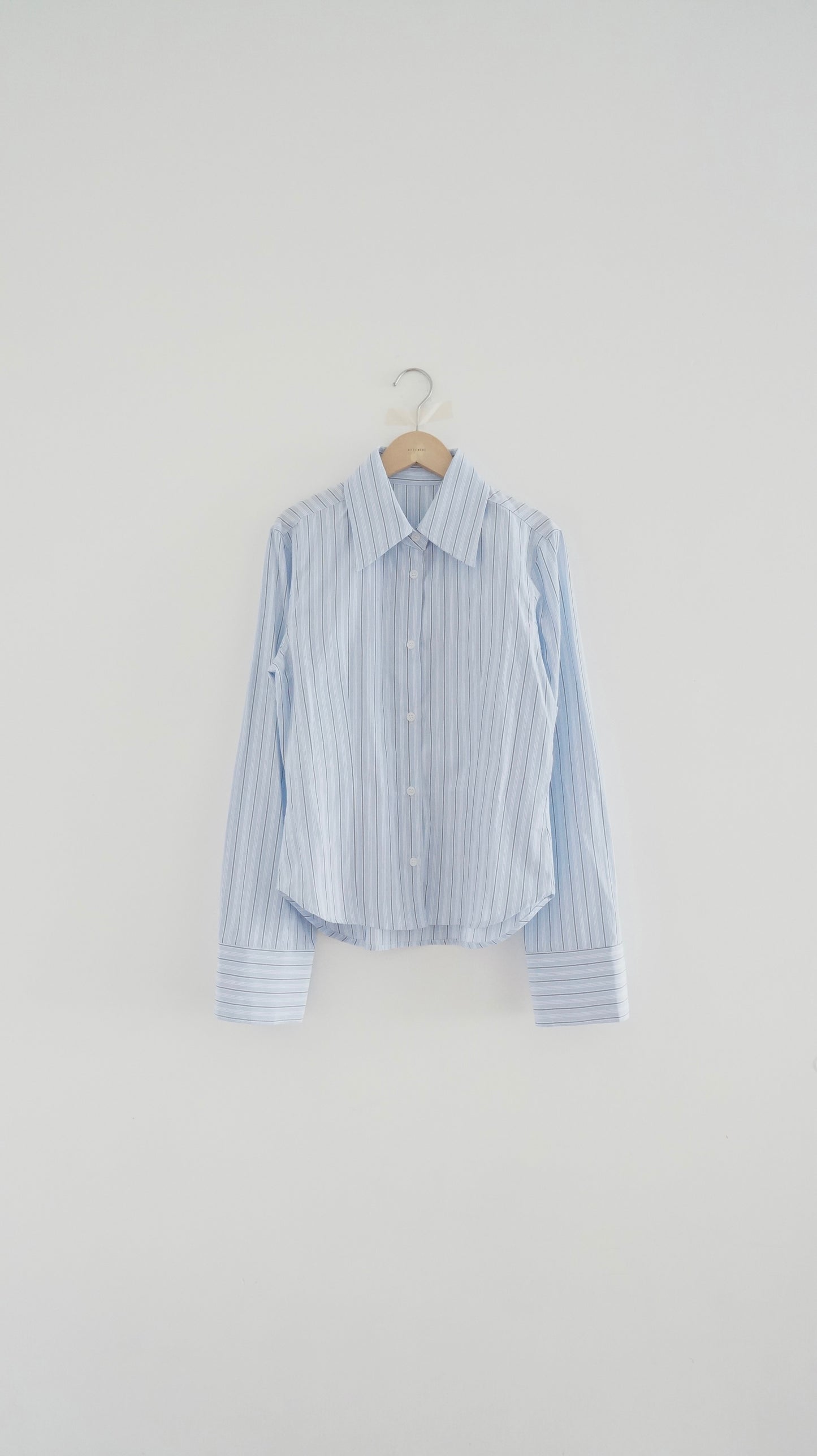 90s vintage clean fit striped shirt in baby blue ( pre-order )