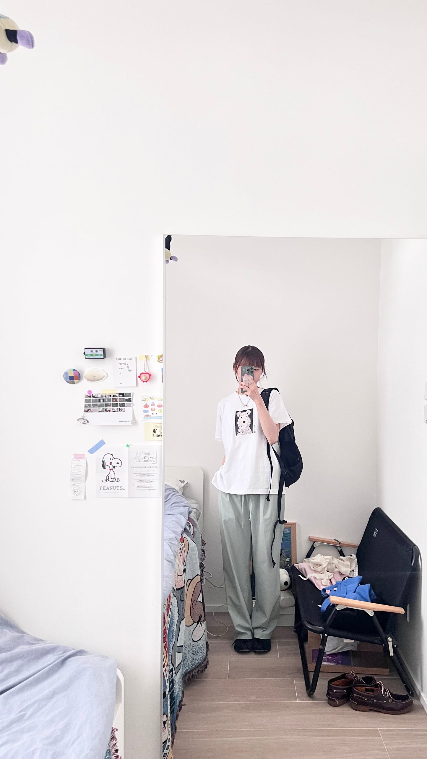 muib puppy print lace trim tee in white (pre-order)