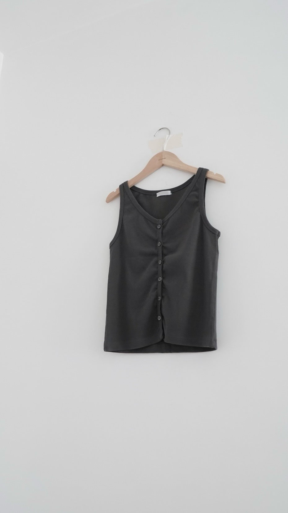 Leon cookies button tank top in charcoal (pre-order)