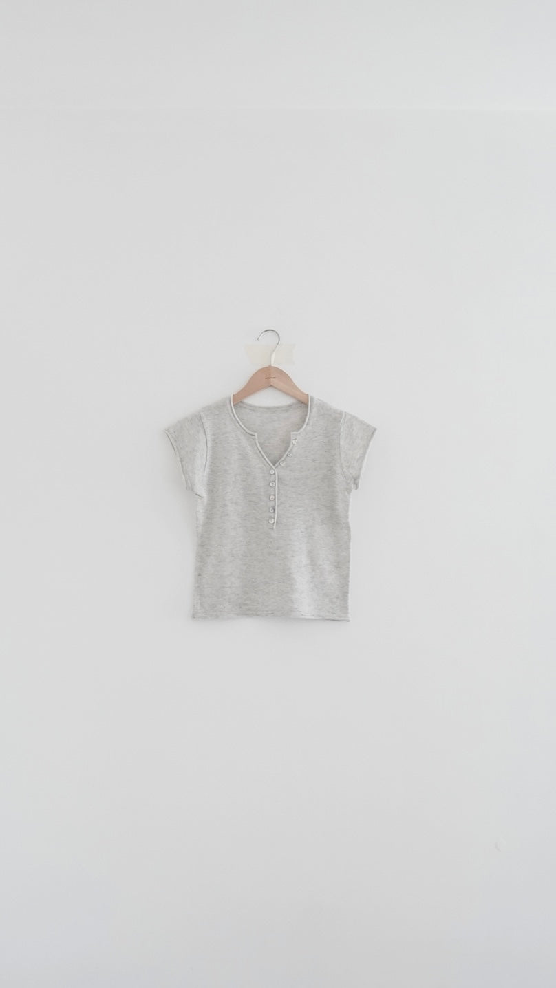 soren minimalist button knit top in grey (pre-order)