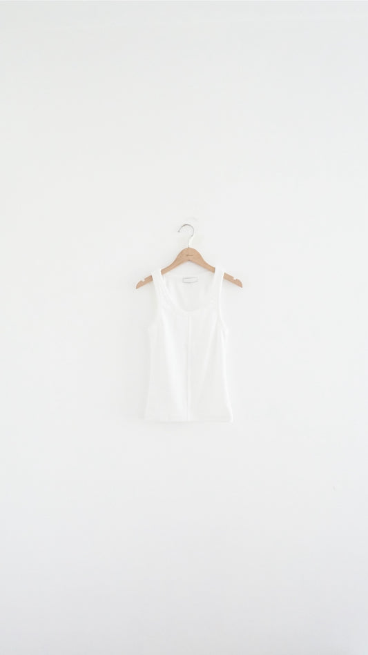 bone cotton tank top in white (pre-order)
