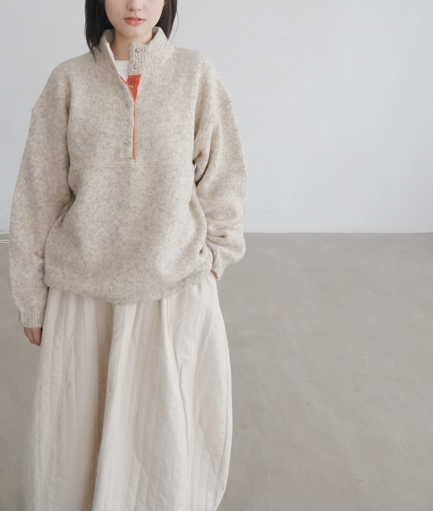 patchwork turtle-neck knitted sweater in oak (pre-order)