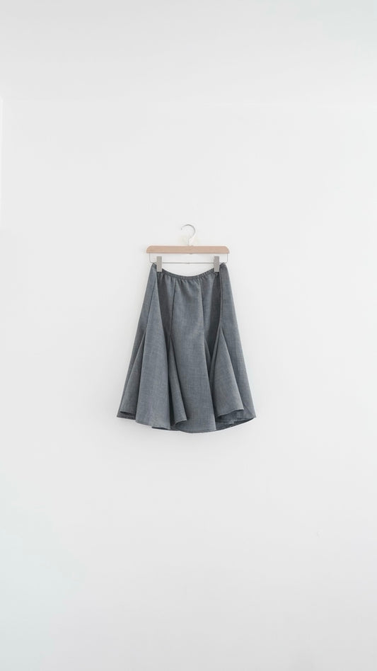 belle panelled flare midi skirt in grey (pre-order)