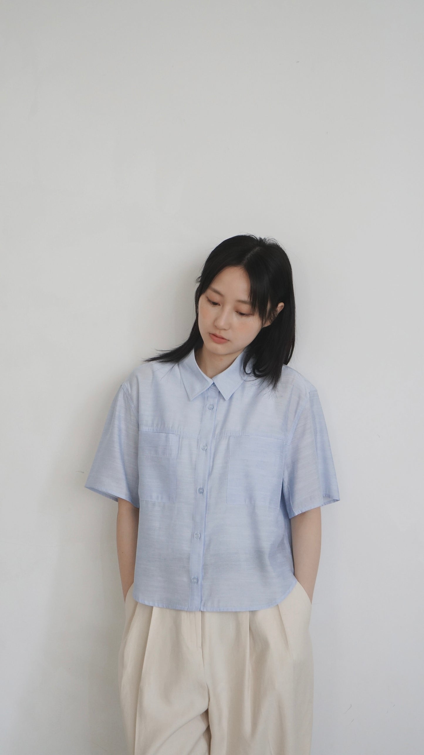 airy rayon shirt in sora (pre-order)