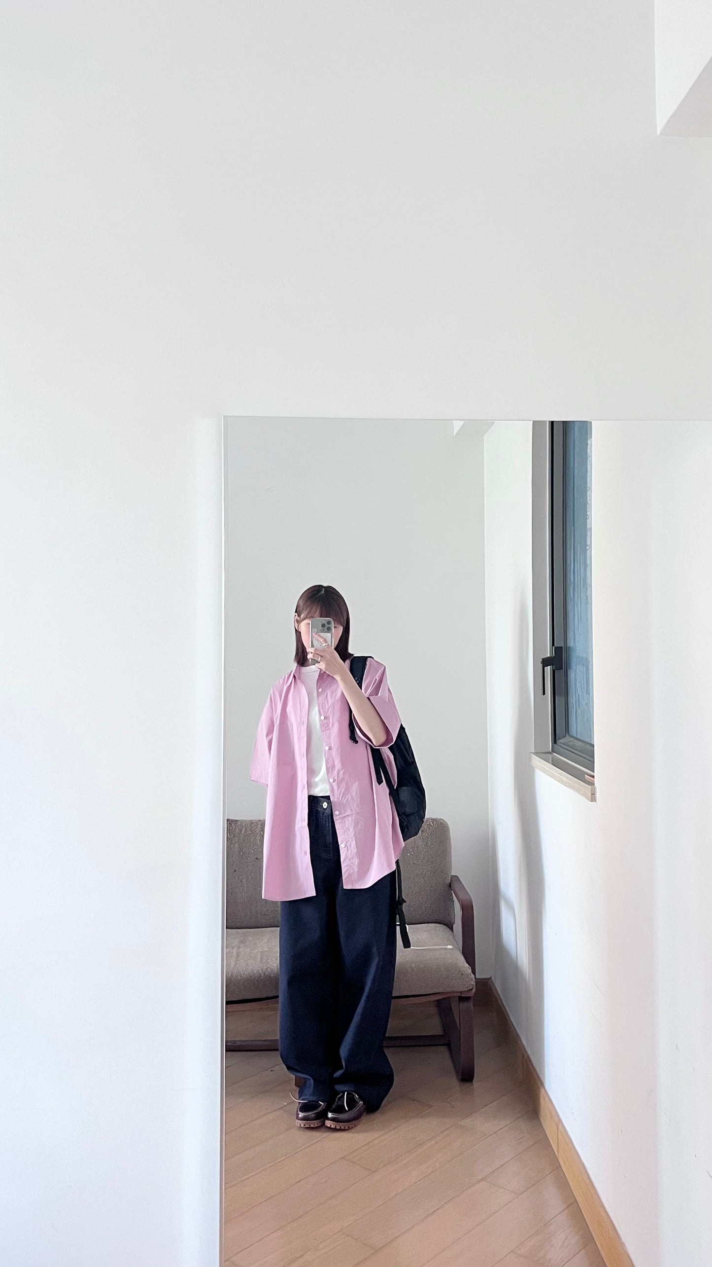 loose short sleeve shirt in pink flambe