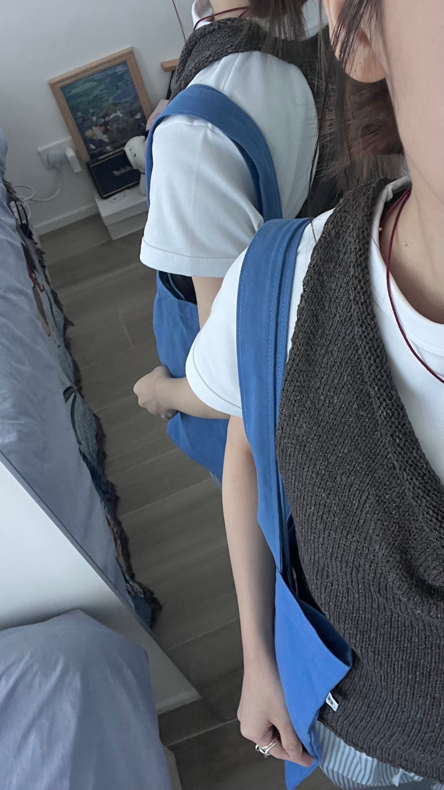 evelyn linen cotton deep v-neck knit vest in grey (pre-order)