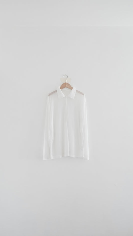 velor sheer polo shirt in white (pre-order)