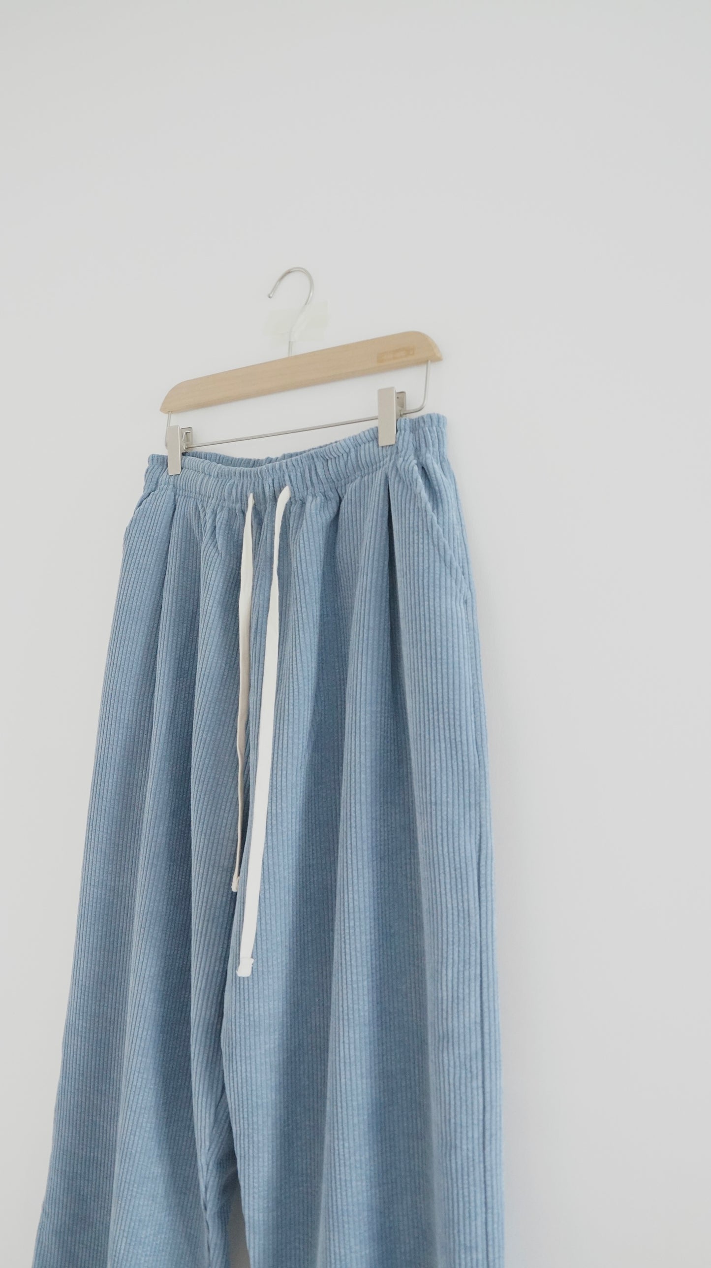 cozy corduroy wide pants in lake blue ( pre-order )