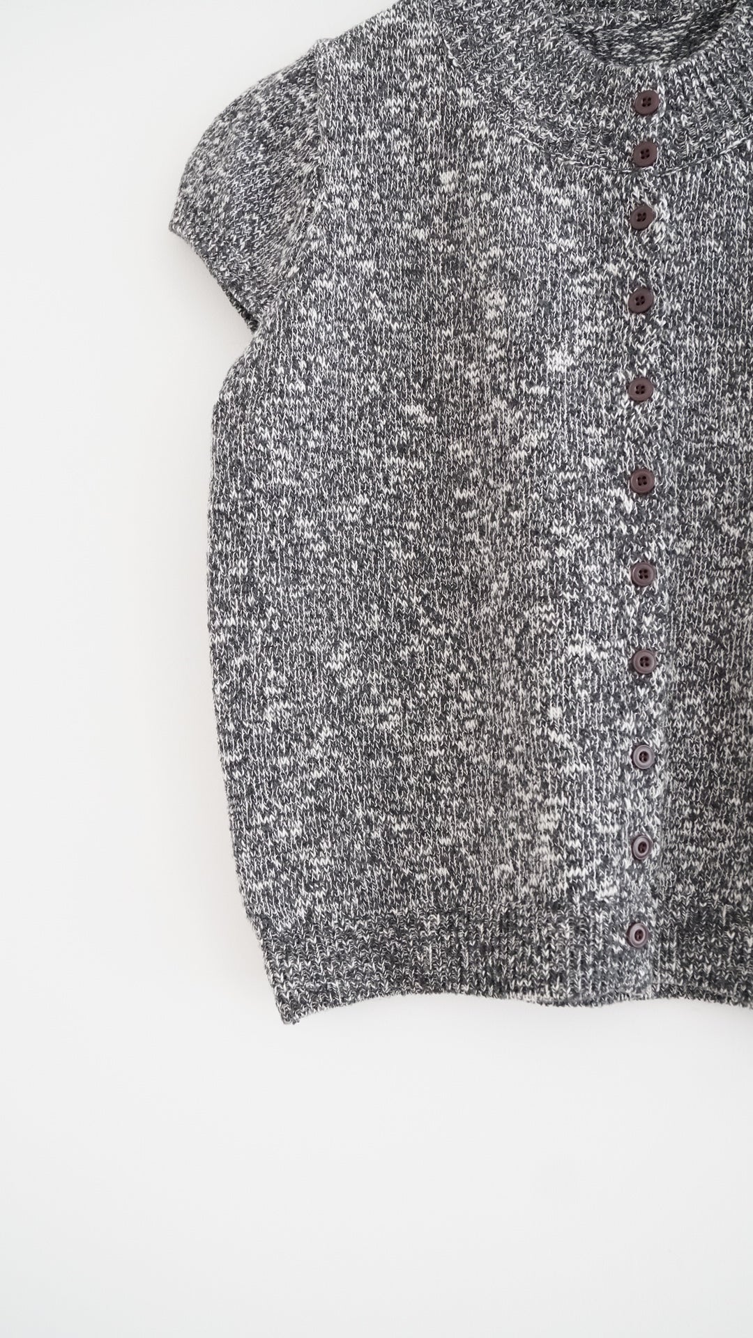 yoru button neck knit top in charcoal (pre-order)