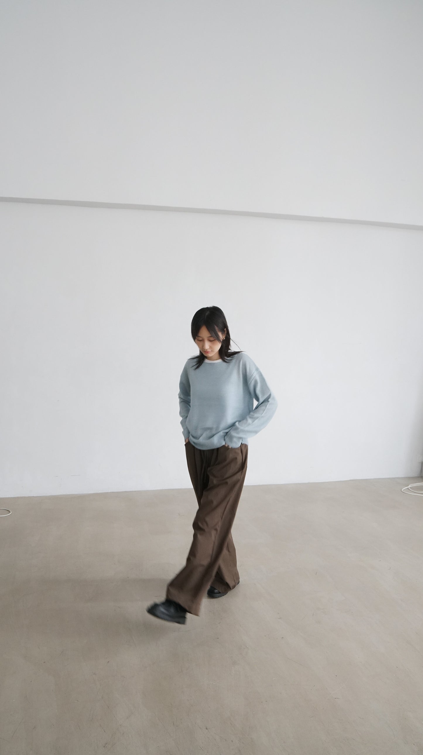 good sheer knit sweater in baby blue ( pre-order )