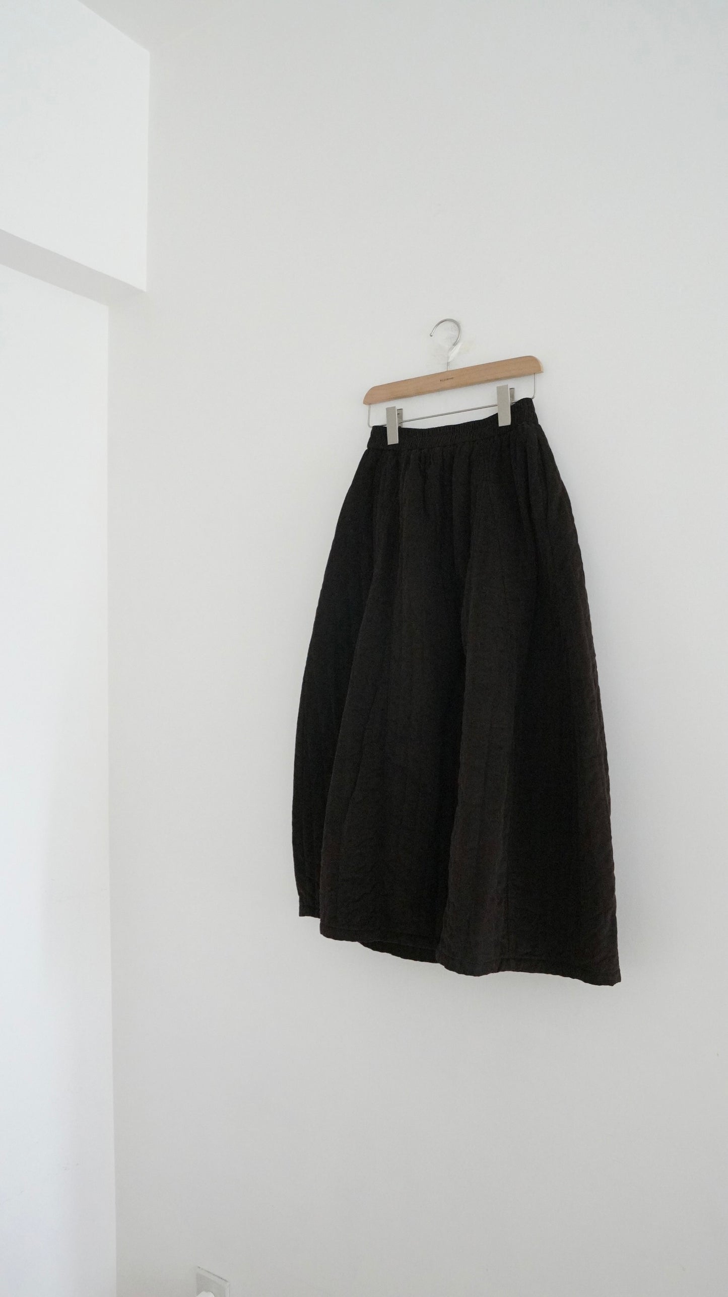 quilted cocoon skirt in brown (pre-order)