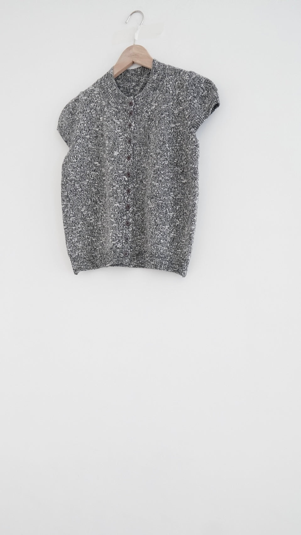 yoru button neck knit top in charcoal (pre-order)