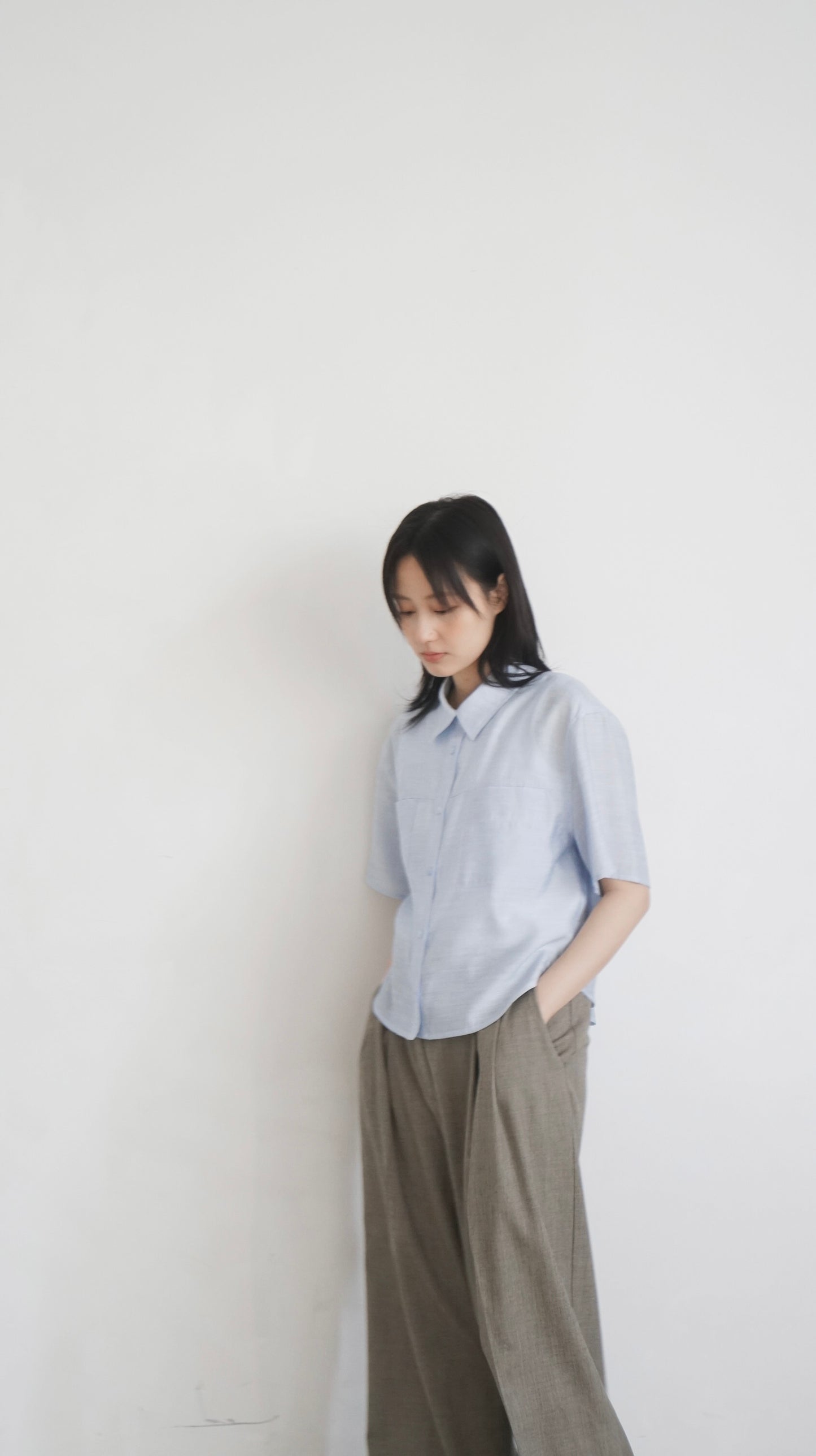 airy rayon shirt in sora (pre-order)