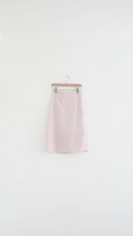 jenny dot midi skirt in pink (pre-order)