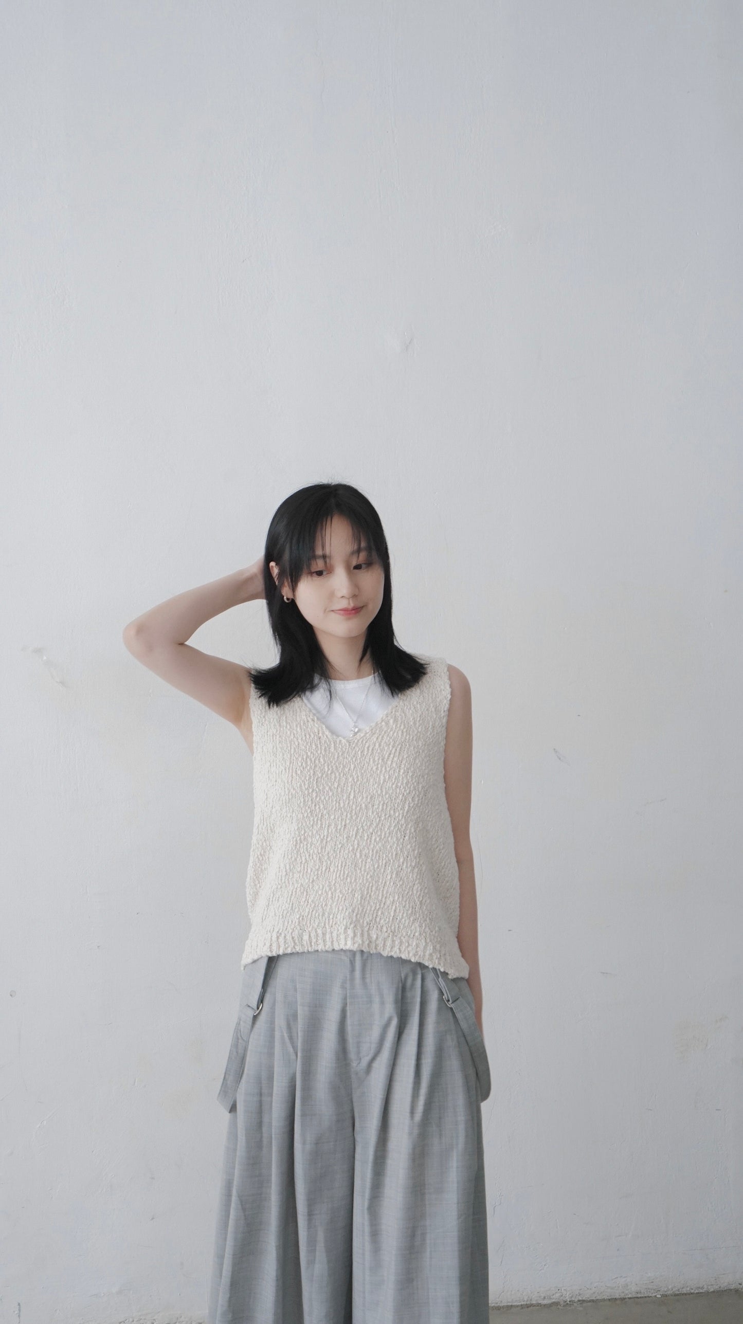 meeh knit vest in ivory (pre-order)