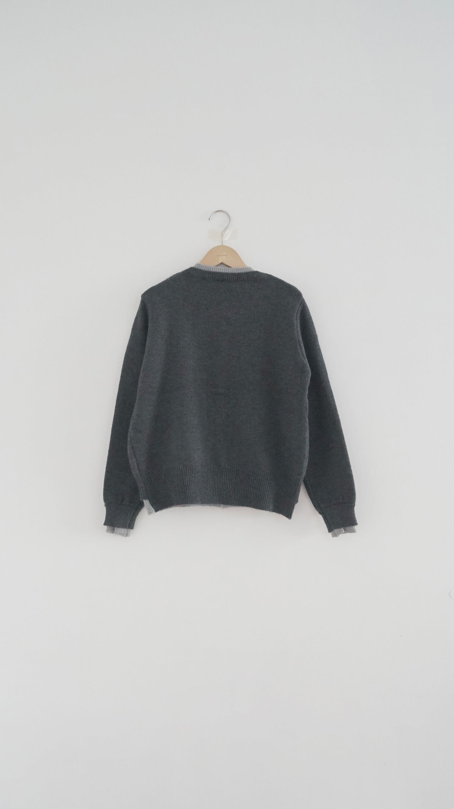 layered knit cardigan in dark grey ( pre-order )