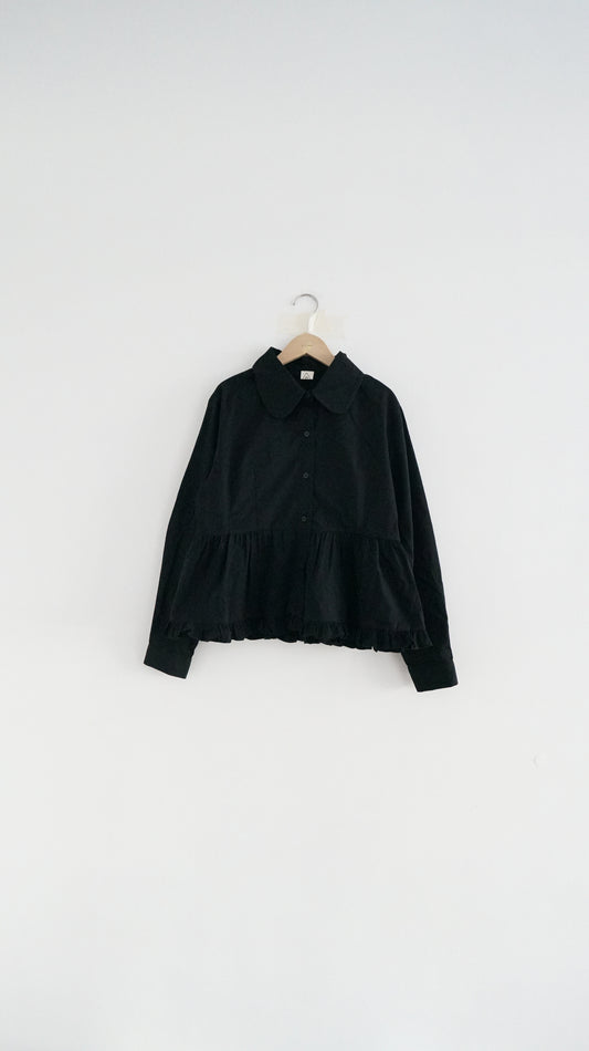 ruffle shirt dress top black (pre-order)