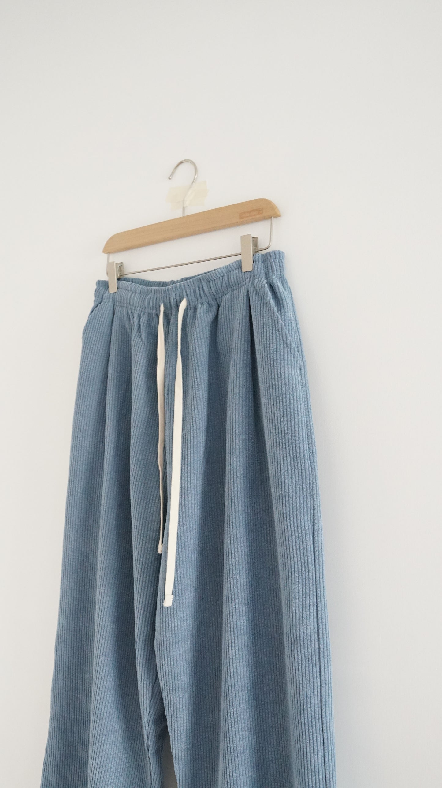 cozy corduroy wide pants in lake blue ( pre-order )