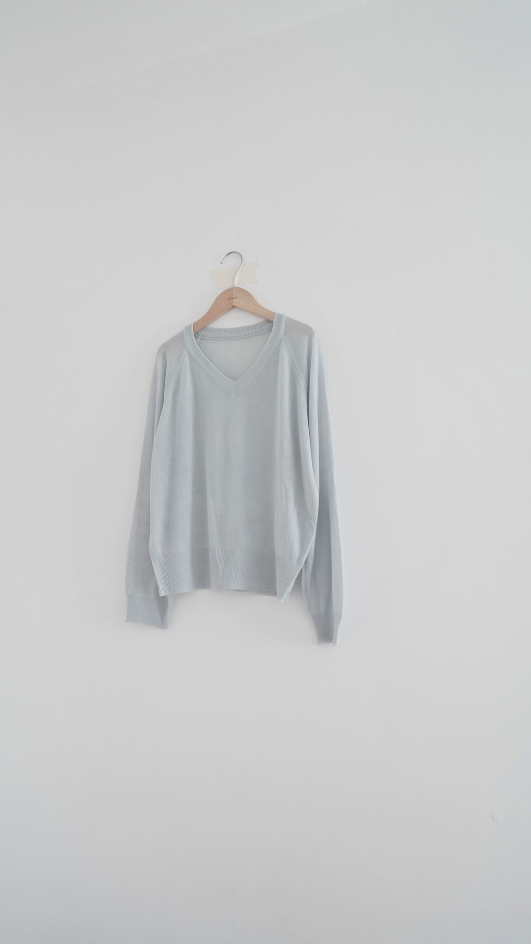elian classic v-neck summer sheer sweater in light blue (pre-order)