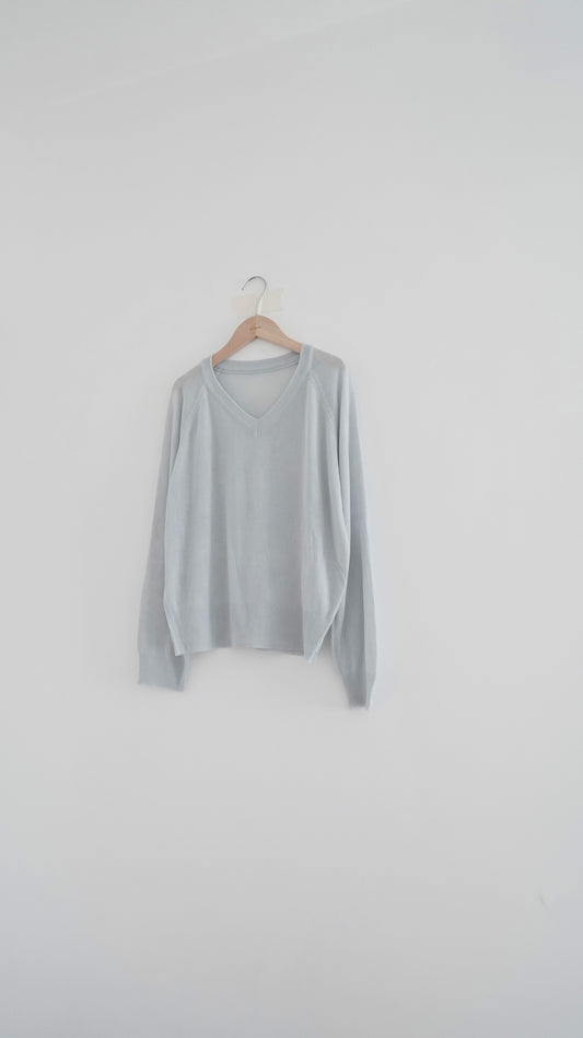 elian classic v-neck summer sheer sweater in light blue (pre-order)